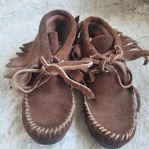 Vintage Guilfair Guilmox Brown Suede Kids Moccasins Size 10 Toddler